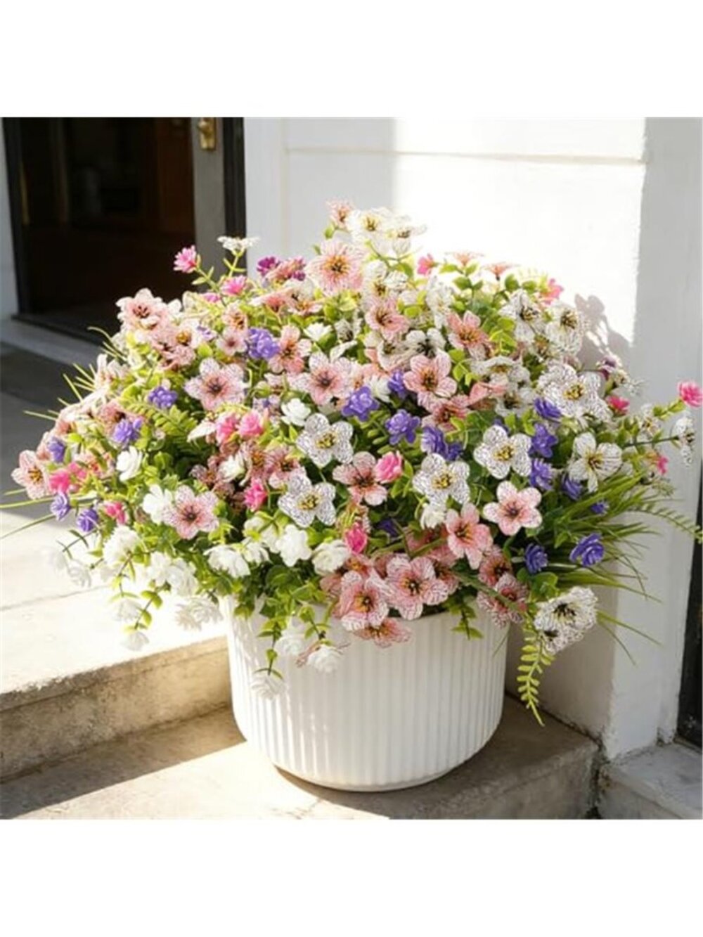 24 Pack UV Resistant Artificial Flowers Outdoor Faux Plants Porch Planter Decor